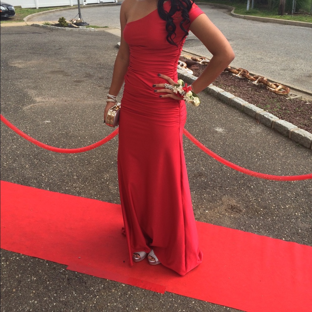 Red prom dress, size small.